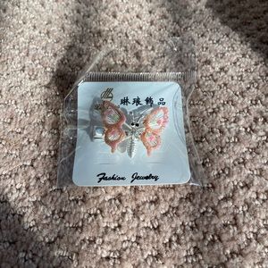 Pink butterfly hair clip